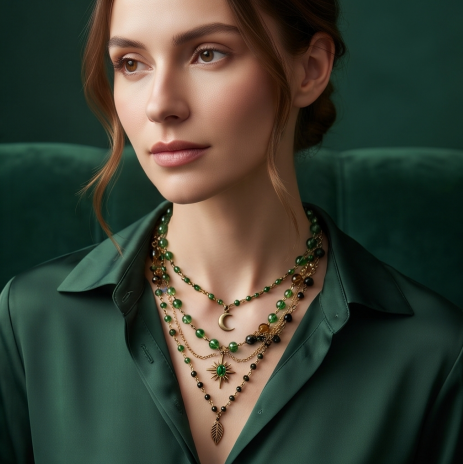 Celestial Emerald Layered Necklace