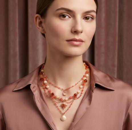 Sunset Ocean Bohemian Layered Charm Necklace
