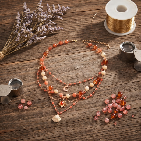 Sunset Ocean Bohemian Layered Charm Necklace