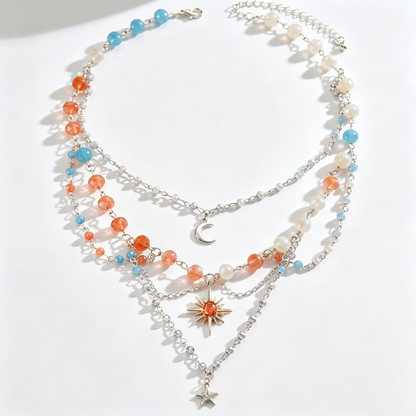 Coastal Sunrise Star Layered Charm Necklace