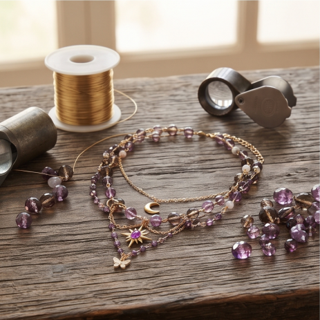 Amethyst Butterfly Celestial Layered Charm Necklace